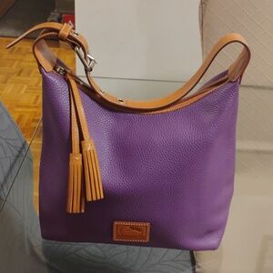Dooney&burke Purple and Tan Leather Shoulder Bag